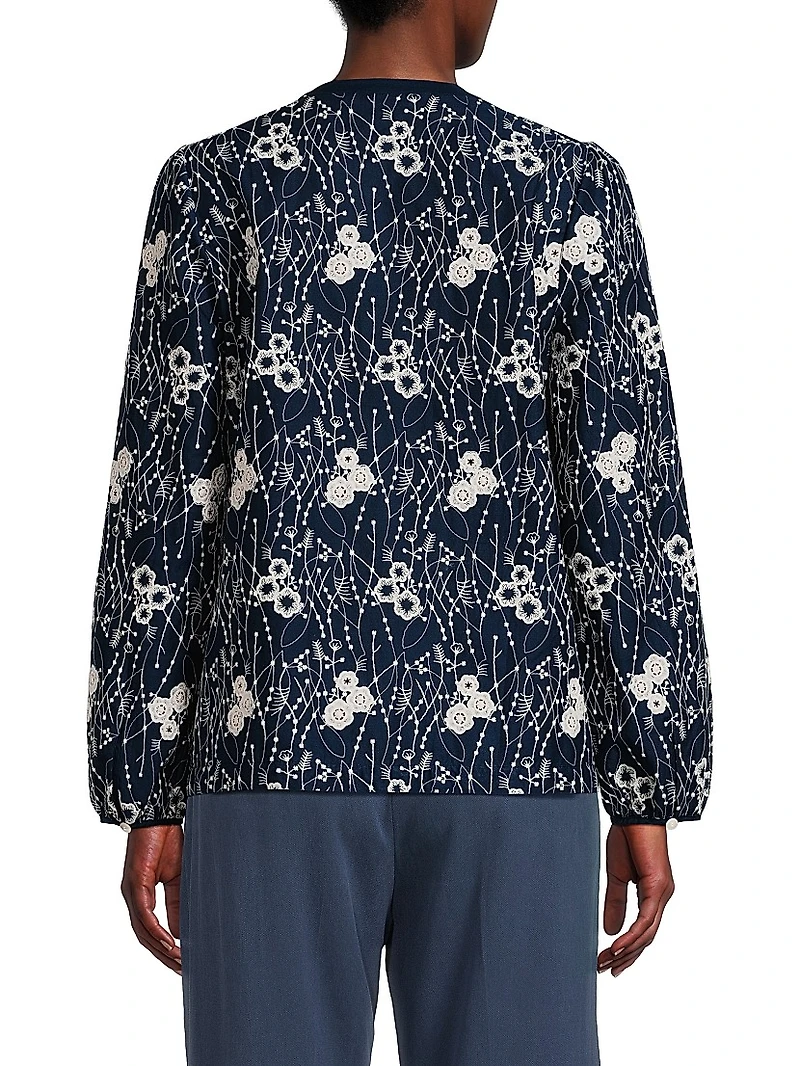 Dixie Floral Embroidered Cotton Blouse