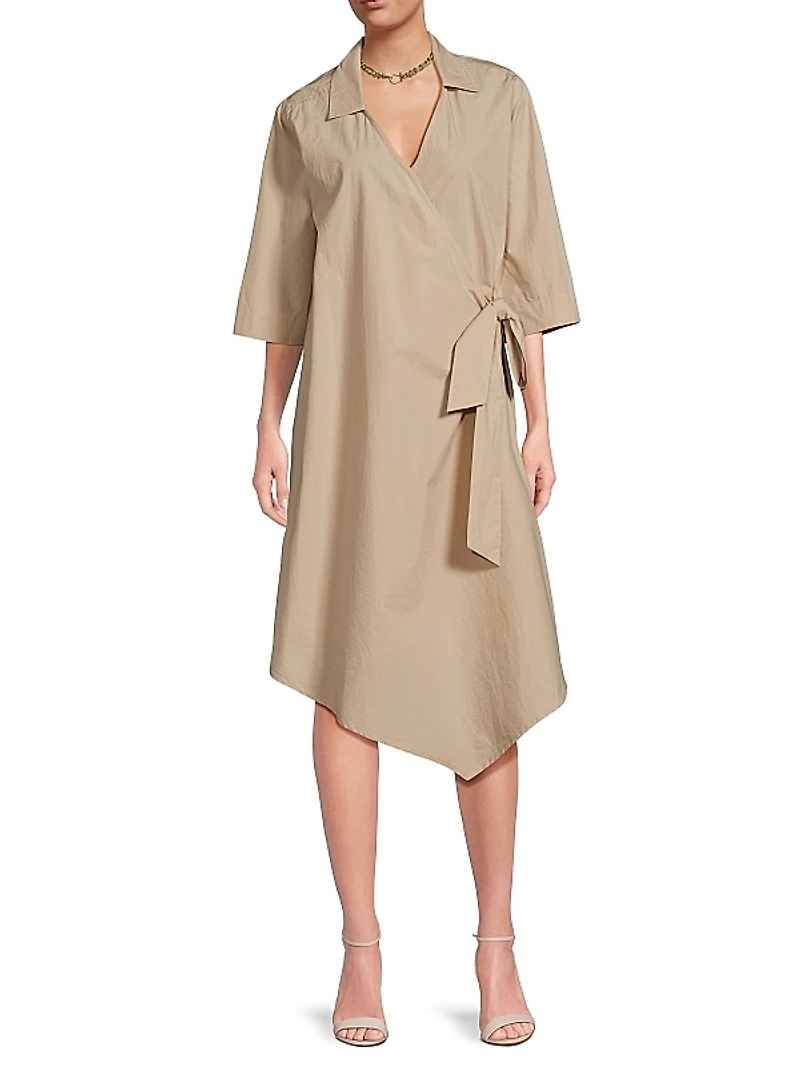 Nanelle Cotton Faux-Wrap Dress
