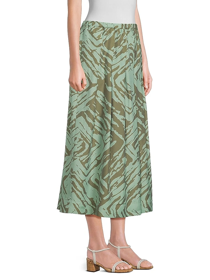 Siffan Printed A-Line Midi-Skirt