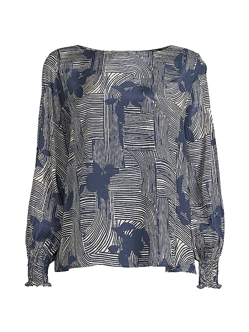 Delarano Printed Long-Sleeve Blouse