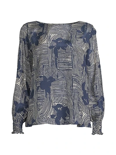 Delarano Printed Long-Sleeve Blouse
