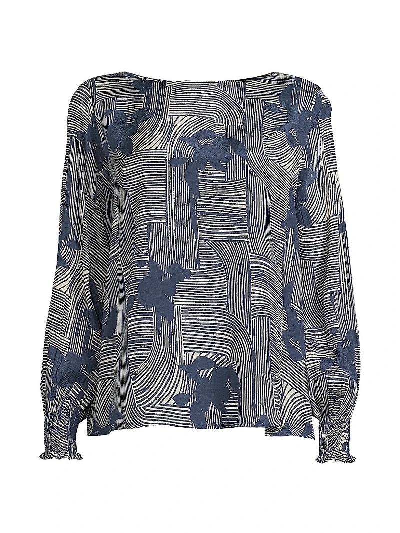 Delarano Printed Long-Sleeve Blouse