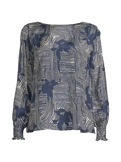 Delarano Printed Long-Sleeve Blouse