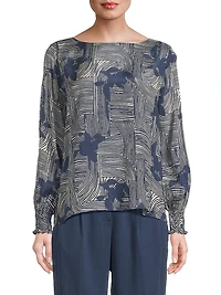 Delarano Printed Long-Sleeve Blouse