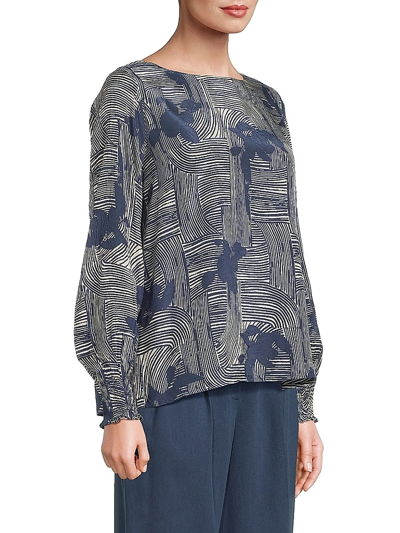Delarano Printed Long-Sleeve Blouse