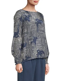 Delarano Printed Long-Sleeve Blouse