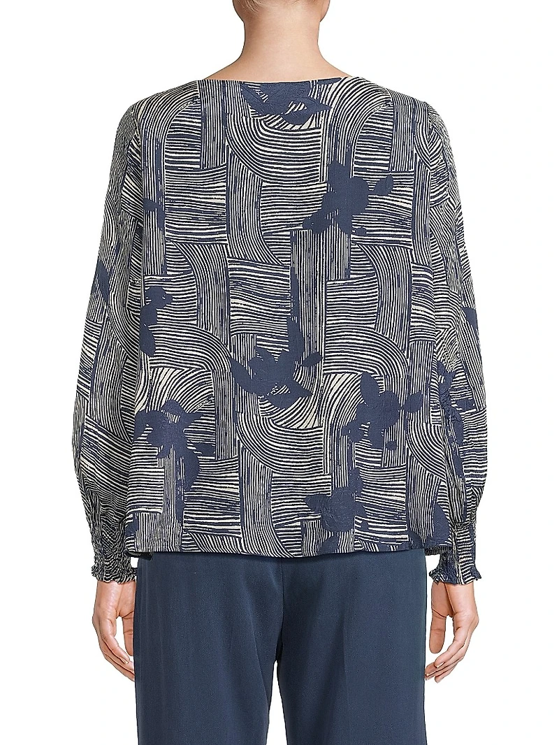 Delarano Printed Long-Sleeve Blouse