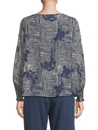 Delarano Printed Long-Sleeve Blouse