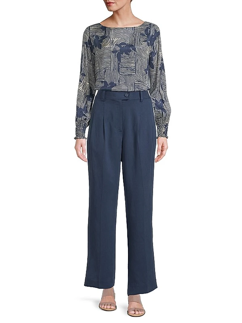 Delarano Printed Long-Sleeve Blouse