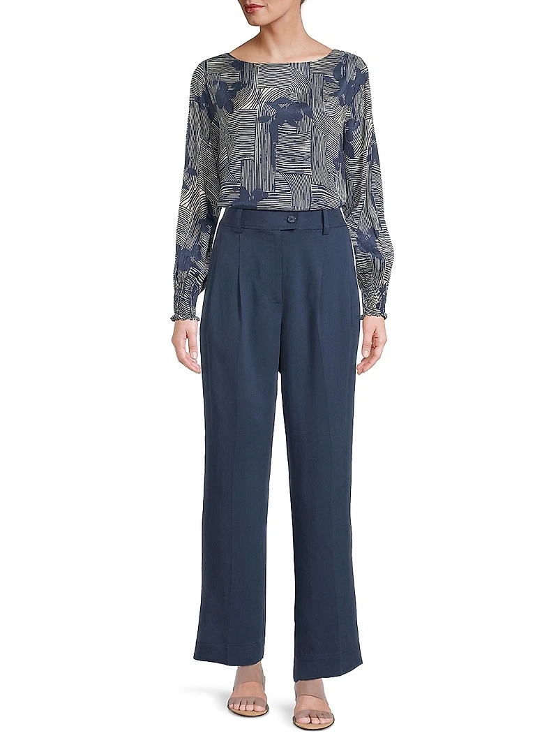 Delarano Printed Long-Sleeve Blouse