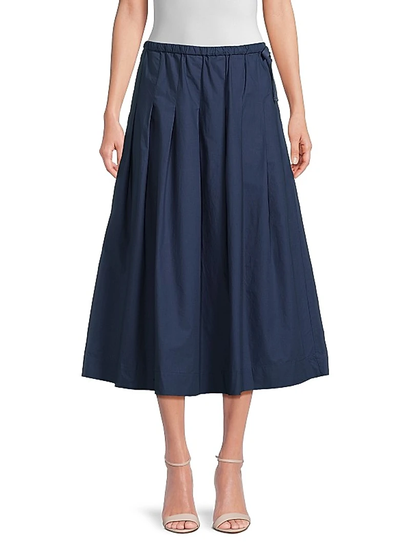 Siffa Pleated Cotton Midi-Skirt