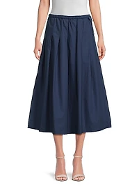 Siffa Pleated Cotton Midi-Skirt