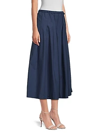 Siffa Pleated Cotton Midi-Skirt