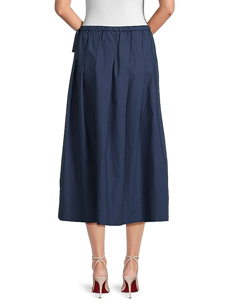 Siffa Pleated Cotton Midi-Skirt