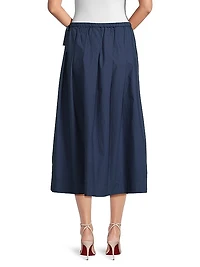 Siffa Pleated Cotton Midi-Skirt