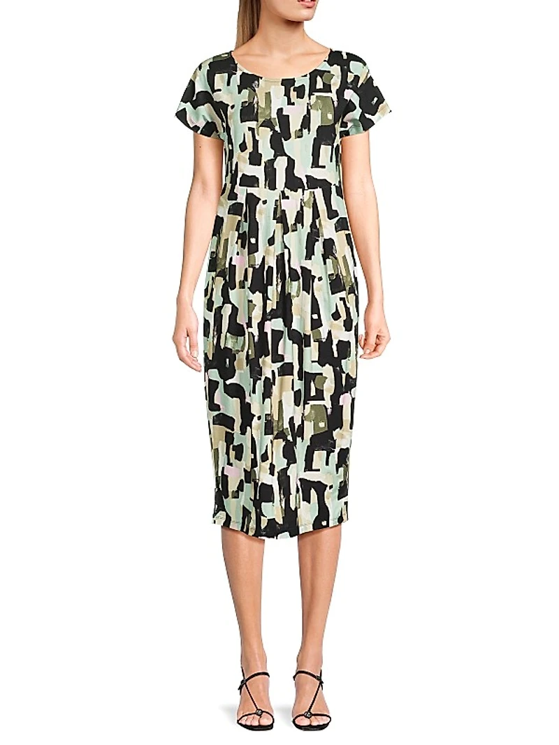 Olnia Abstract Print Midi-Dress