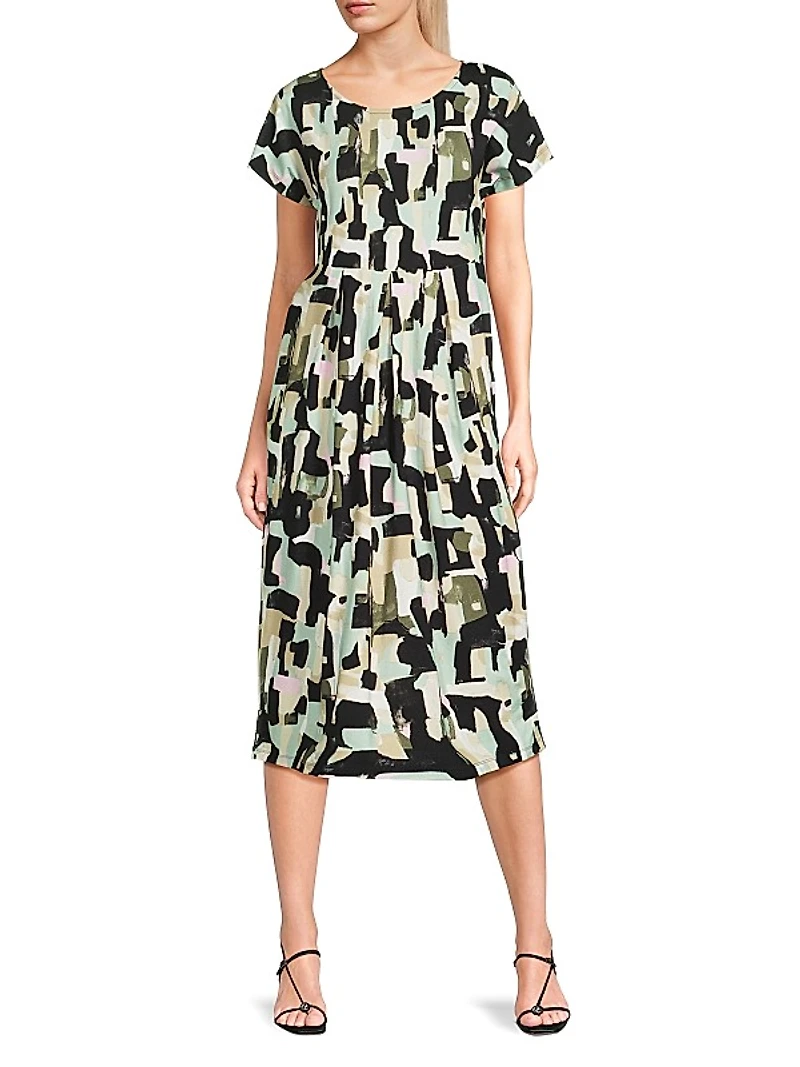 Olnia Abstract Print Midi-Dress