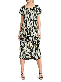 Olnia Abstract Print Midi-Dress