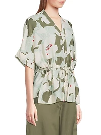 Irekana Floral Tie-Front Blouse