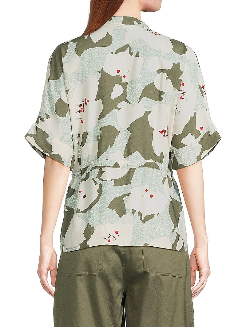 Irekana Floral Tie-Front Blouse