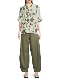 Irekana Floral Tie-Front Blouse