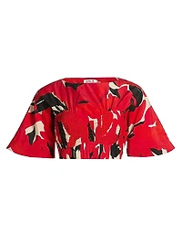 Elle Smocked Cotton-Silk Crop Top