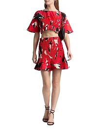 Elle Smocked Cotton-Silk Crop Top