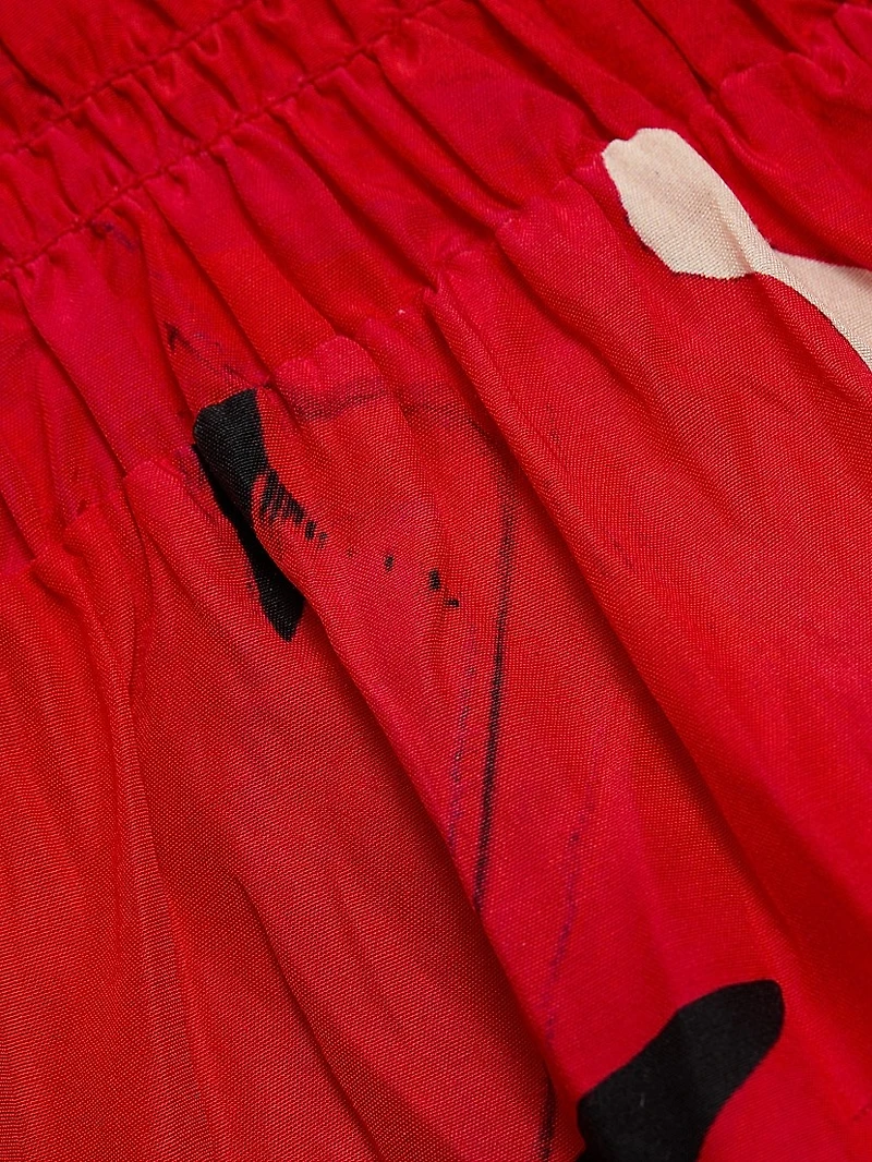 Penelope Smocked Cotton-Silk Miniskirt