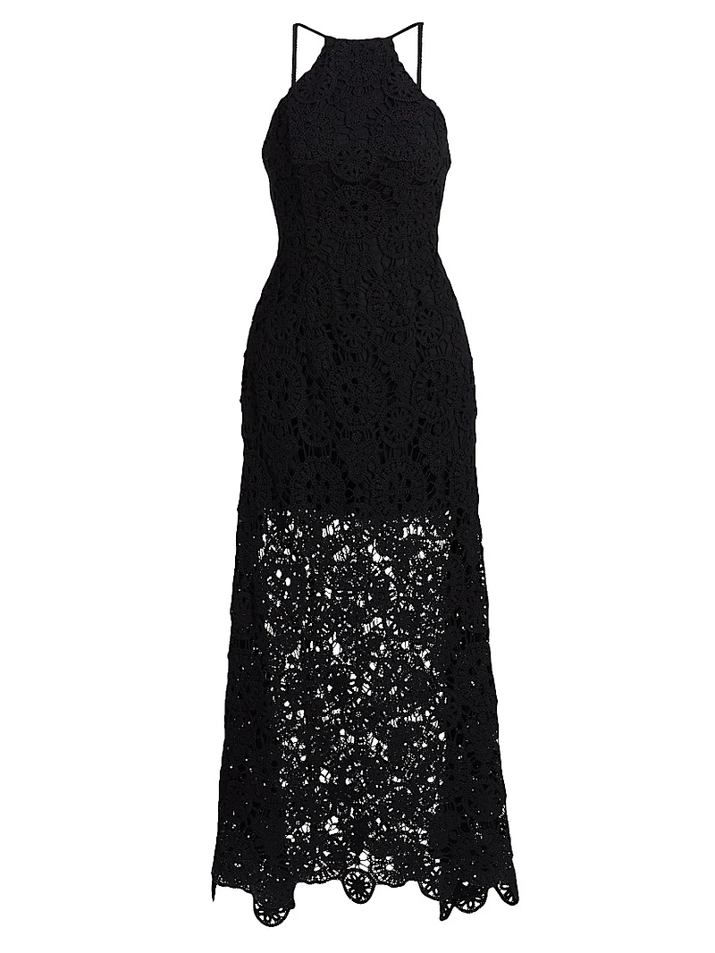 Crochet Halterneck Midi-Dress