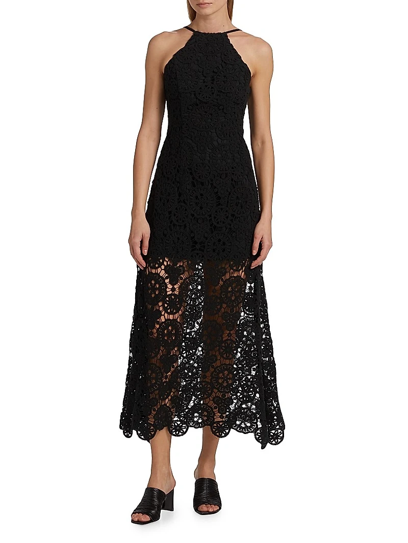 Crochet Halterneck Midi-Dress