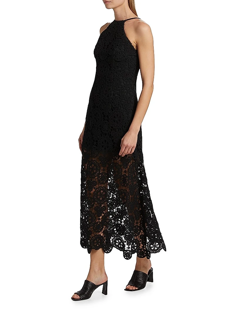 Crochet Halterneck Midi-Dress