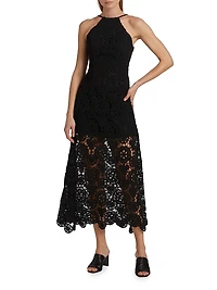 Crochet Halterneck Midi-Dress