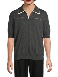 Wool Knit Relaxed-Fit Polo Sweater
