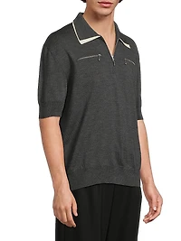 Wool Knit Relaxed-Fit Polo Sweater