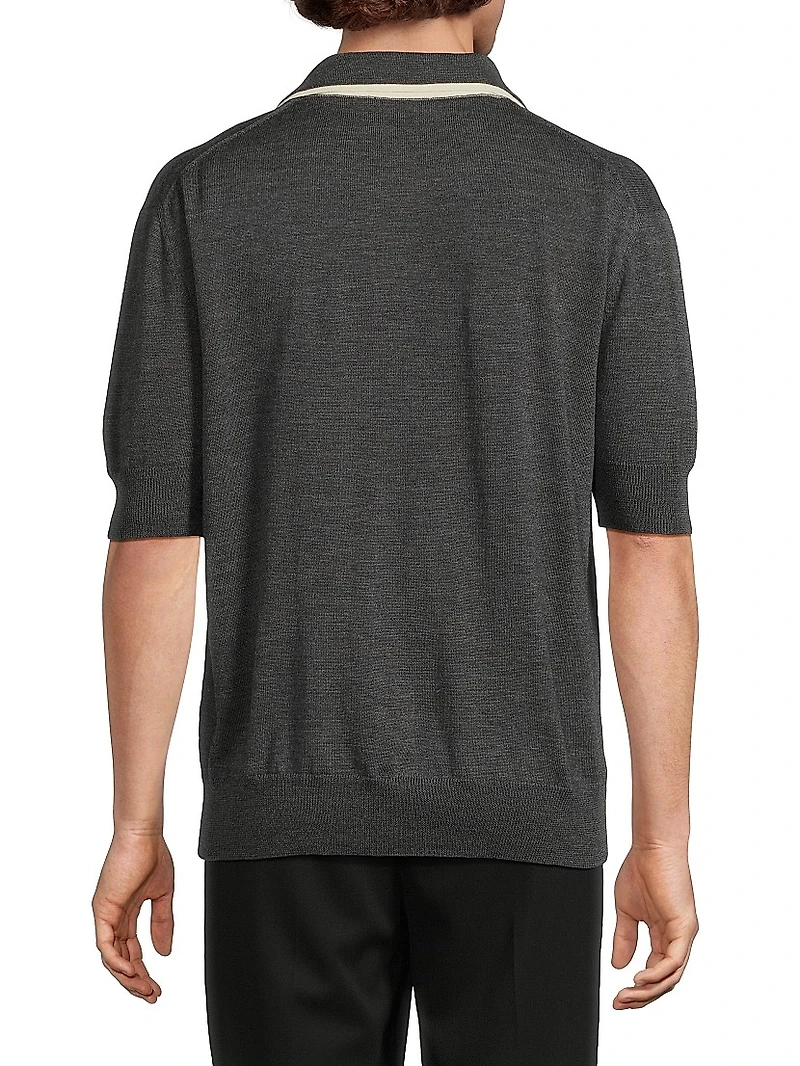 Wool Knit Relaxed-Fit Polo Sweater