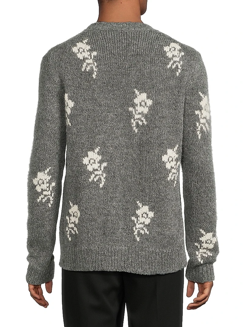 Floral Alpaca-Wool Crewneck Sweater