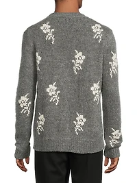 Floral Alpaca-Wool Crewneck Sweater