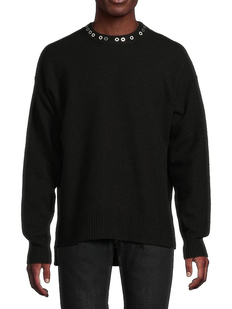 Studded Wool Long-Sleeve Sweater