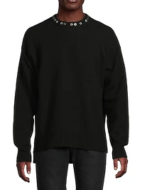 Studded Wool Long-Sleeve Sweater