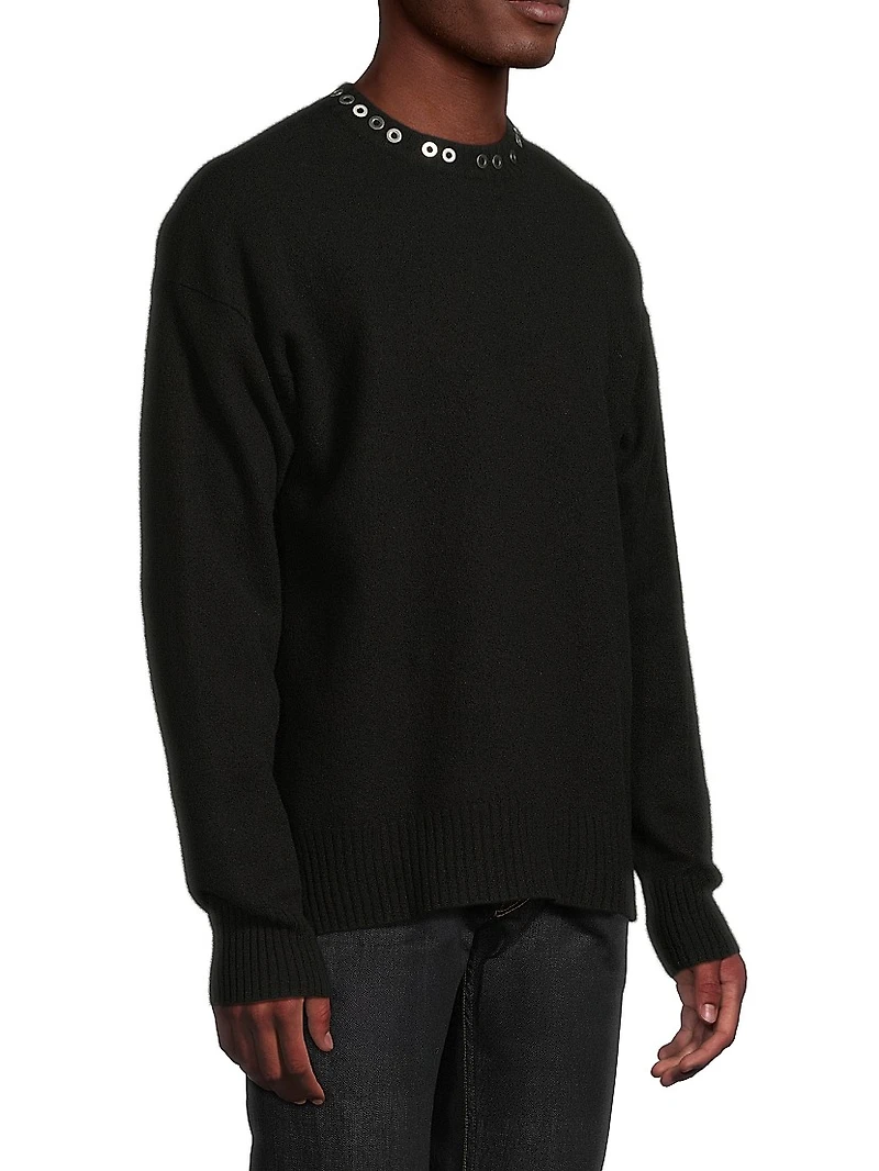 Studded Wool Long-Sleeve Sweater