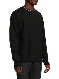 Studded Wool Long-Sleeve Sweater