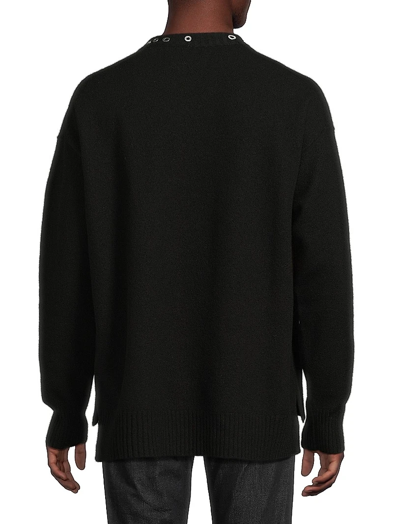 Studded Wool Long-Sleeve Sweater
