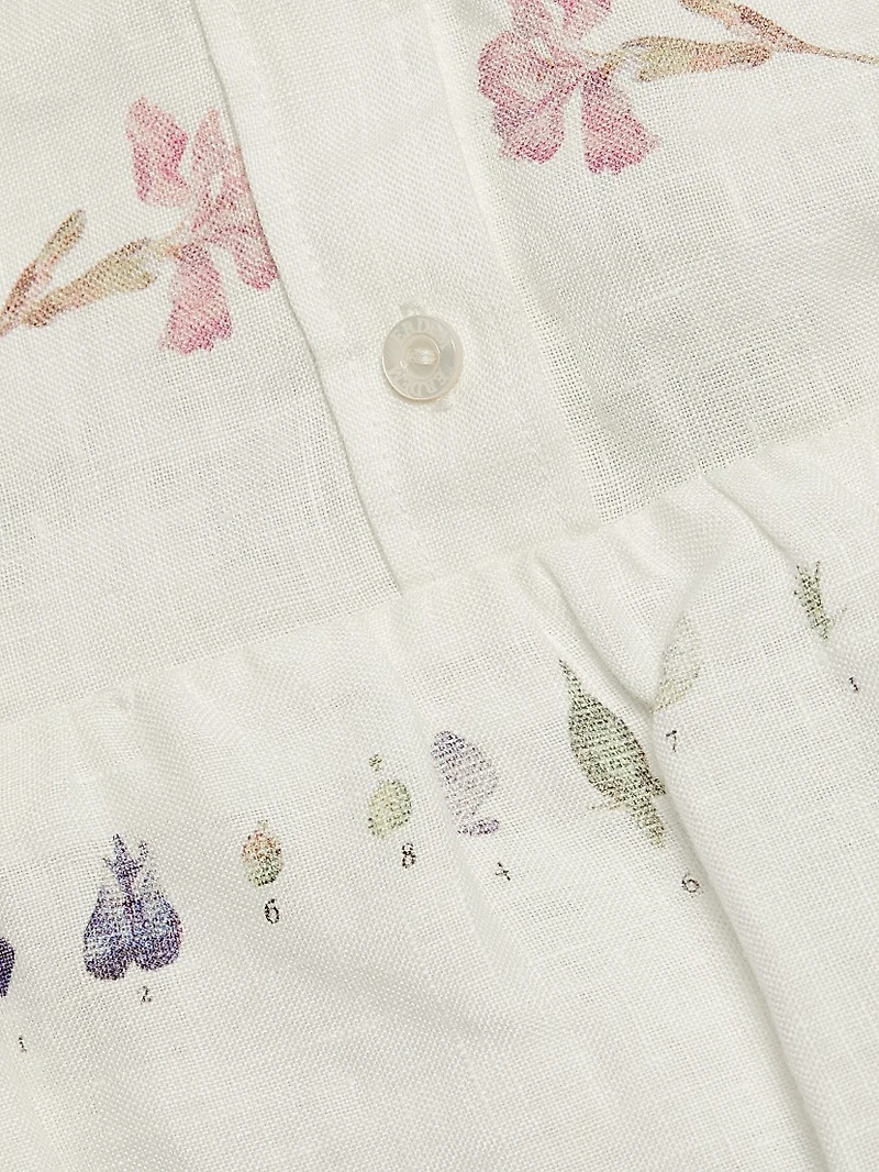 Botanical Short-Sleeve Mini Shirtdress