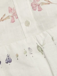 Botanical Short-Sleeve Mini Shirtdress
