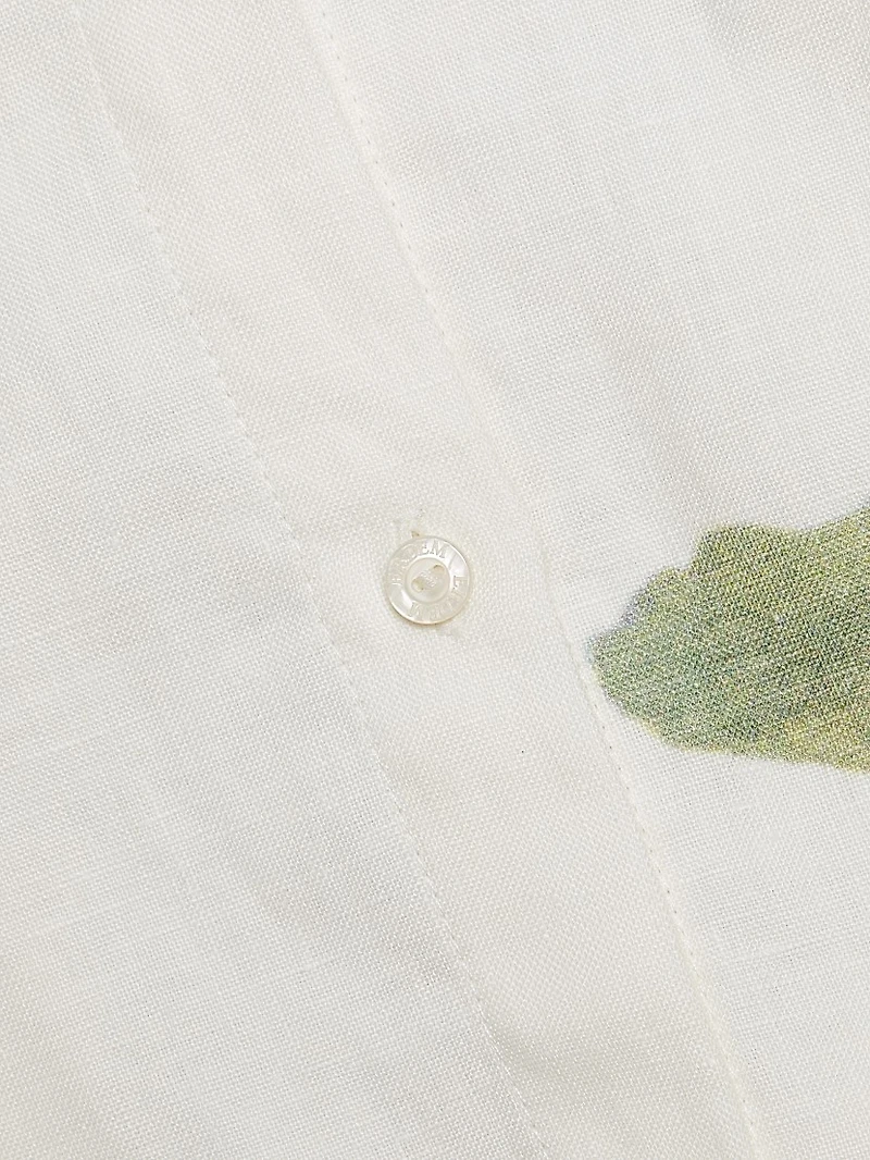 Botanical Tie-Waist Midi-Dress