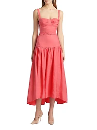 Drenica Linen Bustier Midi-Dress