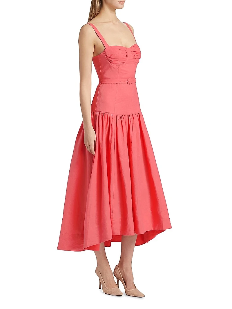 Drenica Linen Bustier Midi-Dress