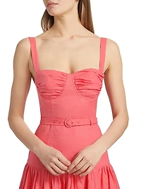 Drenica Linen Bustier Midi-Dress