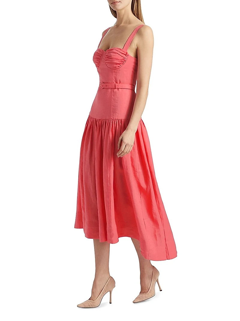 Drenica Linen Bustier Midi-Dress