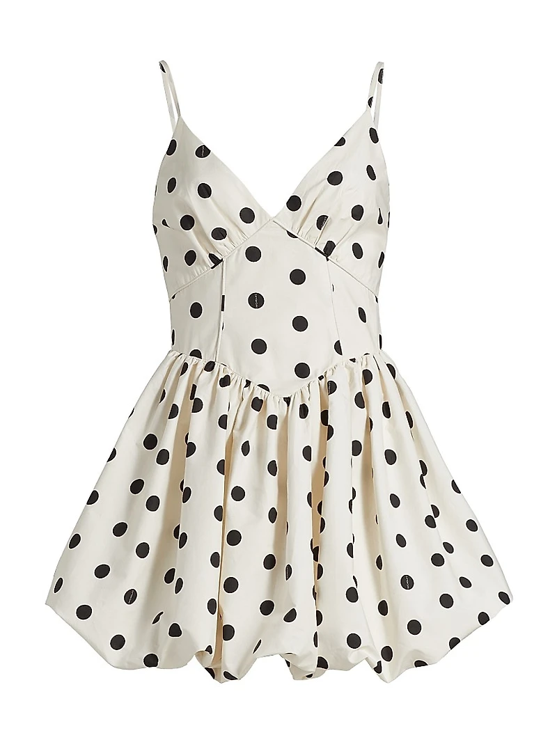 Apaline Polka Dot Cotton Bubble-Hem Minidress